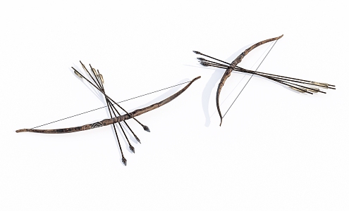 Old bow and arrow 3d model