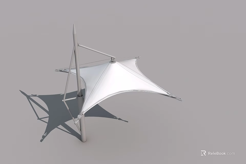 White Flat Door With Metal Frame For Modern Membrane Structure Canopy 3d model