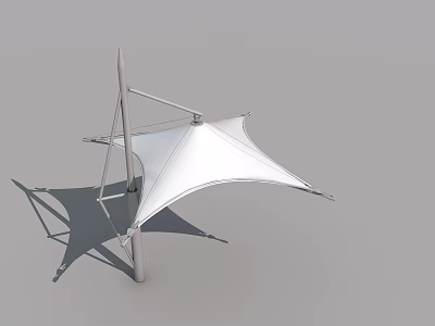 White Flat Door With Metal Frame For Modern Membrane Structure Canopy 3d model