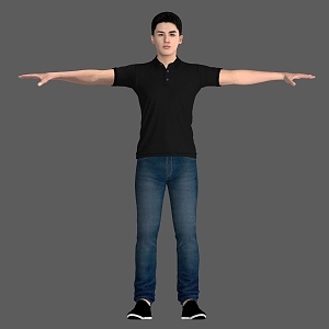 Polo Shirt Men's Tennis Shirt Men's Jeans Boys Young Boys Handsome Boys Bound Bones 3d model