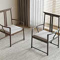 Modern Minimalist Dining Chairs With Armrest And Light Gray Fabric Seat
