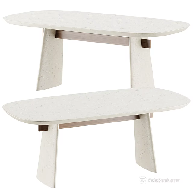 Modern Dining Table With Double Layer Structure And Smooth Wooden Frame Design 3d model