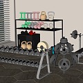 Fitness Equipment Barbell Dumbbell Kettlebell Fitness Equipment Storage Rack 3d model