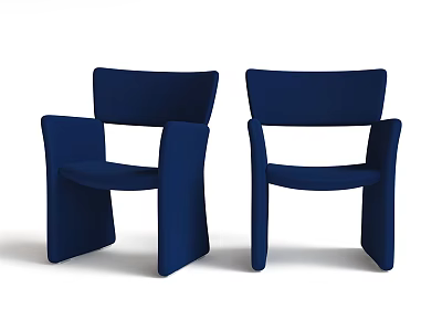 Pair of Navy Blue Modern Accent Chairs With Sleek Armrests and Comfortable Design 3d model