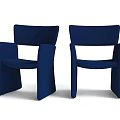 Pair of Navy Blue Modern Accent Chairs With Sleek Armrests and Comfortable Design
