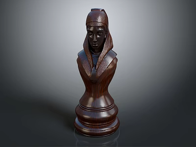 Chess King Piece Wooden Carved Statue For Classic Board Game Entertainment 3d model