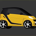 Yellow Small Car With Black Roof And Silver Alloy Wheels Modern Design