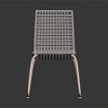 Modern Woven Chair with Light Colored Seat Backrest and Curved Metal Legs Design
