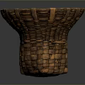 Handwoven Rattan Basket Crafted With Intricate Patterns And Functional Handle Design