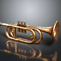 Shiny Golden Trumpet Shaped Home Decor Accessory With Three Buttons And Reflection