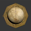 Elegant Decorative Ornament Set with Three Legged Wooden Stand and Textured Spherical Globe