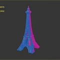Wooden Eiffel Tower Shaped Decorative Furniture Piece With Striped Texture And Flag Top For Home