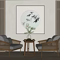 New Chinese Casual Table and Chair Combination 3d model