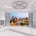 Modern Lounge Area Design With Wooden Partitions Coffee Station And White Circular Tables