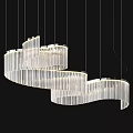 Modern Elegant Crystal Chandelier With Curved Spiral Structure And Layered Glass Lighting