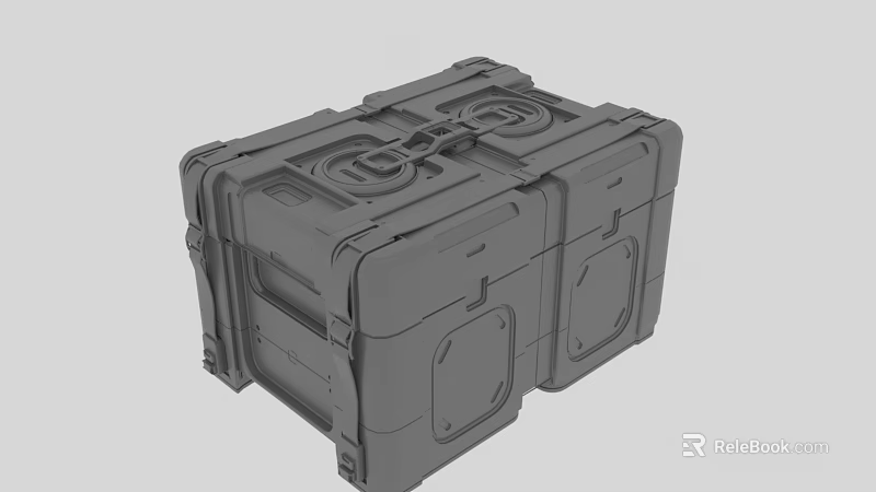 Gray Sturdy Storage Case With Multiple Latches And Reinforced Structure Design 3d model 