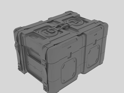 Gray Sturdy Storage Case With Multiple Latches And Reinforced Structure Design 3d model