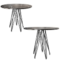 Round Marble Top Coffee Table With Black Metal Spider Legs Modern Design