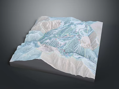 Topographic Terrain 3D Model Featuring Mountain Ranges Contour Lines And Geographic Details 3d model