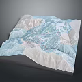 Topographic Terrain 3D Model Featuring Mountain Ranges Contour Lines And Geographic Details