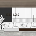 Modern front desk office front desk company front desk reception desk reception desk lobby reception area front desk background wall robot 3d model