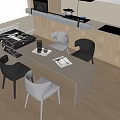 Modern Rock Board Island Table Dining Table Dining Table and Chair Combination Water Bar Island Table 3d model