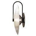 Modern Circular Metal Wall Lamp with Vertical Striped Design and Black Bracket for Interior Decor