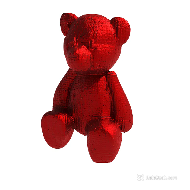 Red Teddy Bear Toy Plush Soft Texture With Classic Cute Shape 3d model 
