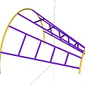 Modern Swing Door Featuring Purple Frame And Curved Structural Design