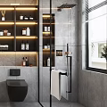 Elegant Modern Bathroom Interior Design With Marble Vanity Backlit Mirror Toilet And Glass Shower Enclosure