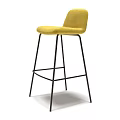 Modern Yellow Upholstered Bar Stool With Black Metal Frame Stylish Design 3d model