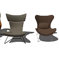 Modern Leather Lounge Chairs in Different Colors with Metal Frames 3d model