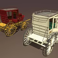 Classic White and Red Horse Carriage With Vintage Wheels and Wooden Body
