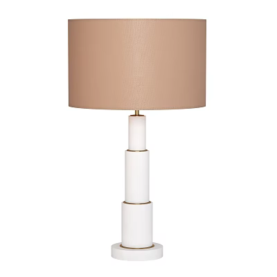 Modern Minimalist Table Lamp With Beige Lampshade And White Layered Base 3d model
