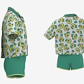 Avocado Print Short Sleeve Shirt And Green Shorts Clothing Set