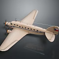 Vintage Twin Propeller Airplane Model With Beige Body Blue Stripes And Russian Flag