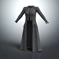Gray Long Double Breasted Coat With Decorative Laces And Elegant Vintage Style