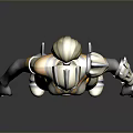 Futuristic Game and Movie Character in Silver Yellow Mech Armor With Blue Visor Helmet