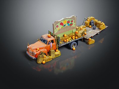 Modern Truck Light Truck Pumpkin Truck Sold Truck Convertible Pickup Truck 3d model