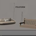 POLIFORM Hanging Seats Including Rattan Cushioned Design And Wooden Bench
