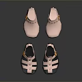 Pink Sandals With Golden Buckles And Black Soles Four Pairs Daily Use Footwear