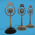 Vintage Headphone Speaker with Retro Microphone Design Metal Stand and MLW NEWS Labels