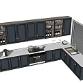 Modern Kitchen With Dark Wood Cabinets Upper Lower Storage And Countertop Sink Oven