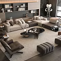 Modern Living Room Sofa And Coffee Table Set Featuring Black Table Accent Chairs And Ottomans