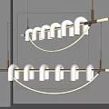 Modern Chandeliers With Curved Frame White Cylindrical Shades And Illuminated Strips