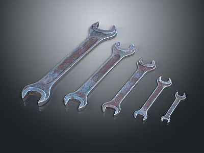Different Sizes Wrench Set Arranged As Mechanical Tool Collection 3d model