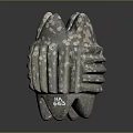Handcrafted Stone Sculpture With Textured Surface And Natural Pattern Design 3d model