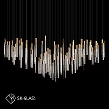 Modern Chandelier Design With Hanging Crystal Tubes And Gold Metal Accents