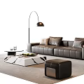 Modern Italian Sofa Coffee Table Combination Leather Sofa Multi-person Sofa Single Sofa Combination Coffee Table Floor Lamp Side Table Sofa Stool 3d model