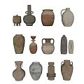 Rustic Ceramic Vessels Collection With Diverse Shapes Unique Patterns And Earthy Color Tones 3d model
